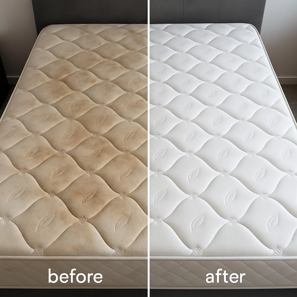 Colchão antes e depois da higienização